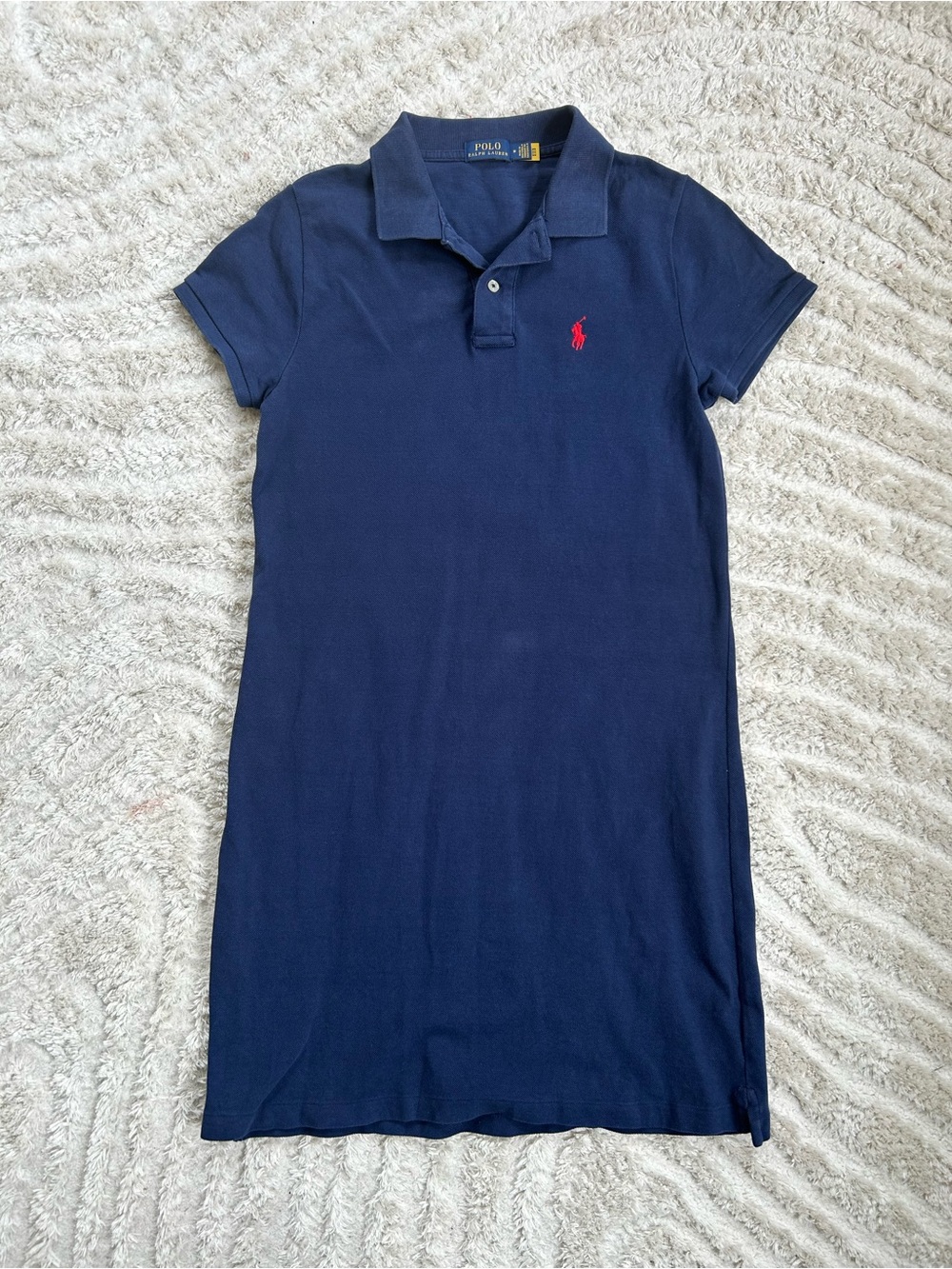 Ralph Lauren Navy Polo Shirt Dress with Red Pony Logo